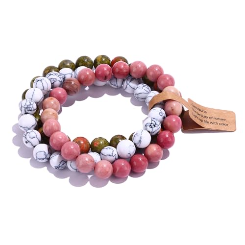 Bracelets en pierre de cristal - Bijoux en pierres semi-précieuses et perles rondes 8mm