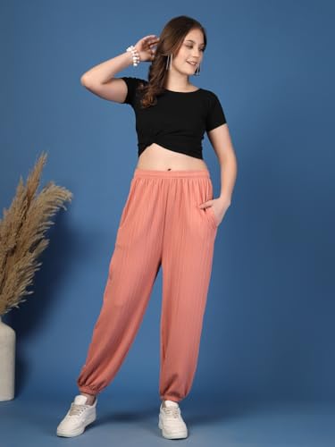 Image of UZARUS Women's Ultra-Soft Baggy Fit /Relaxed Fit Joggers with Side Pockets & Gripped Hem
