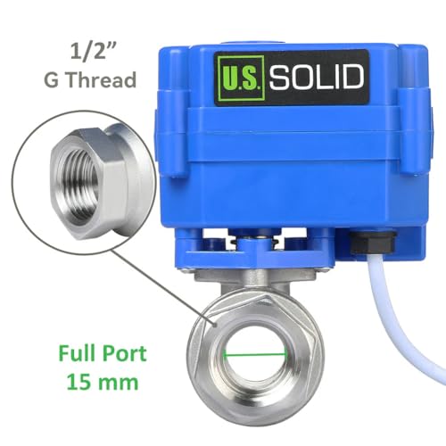 U.S. Solid Motorized Ball Valve- 1/2" Stainless Steel Ball Valve with Full Port, 9-24V AC/DC and 2 Wire Auto Return Setup - Thumbnail 3