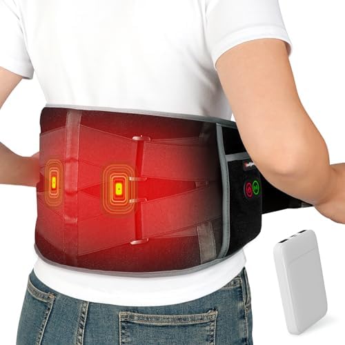 Compfytemp Cordless Electric Heating Pad for Period Cramp Pain Relief, 6 Heat Levels & 6 Vibration Modes Menstrual Heating Belt with 1800mAh Battery, Wearable Heat Pad for Belly & Back,Gift For Women