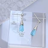 Weviway Light Blue Drop Earrings for Women - 925 Sterling Silver Teardrop Stud Dangle Earring, Elegant Aquamarine Gemstone Jewellery Gift for Her - Image 2