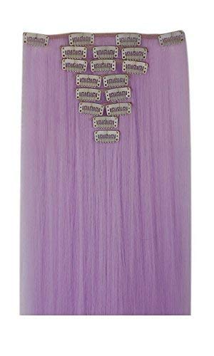 S-noilite 26 Inches(66cm) Long Straight Light Purple Full Head Hairpiece Clip in Hair Extensions 8 Piece 18 Clips Hairpiece Trendy Design