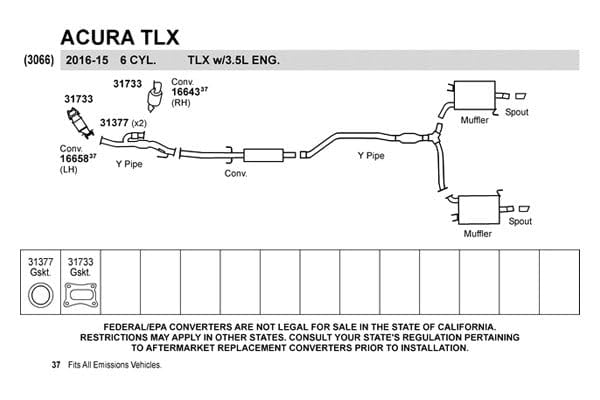 Image of Walker 31733 Exhaust Pipe Flange Gasket for Honda Odyssey