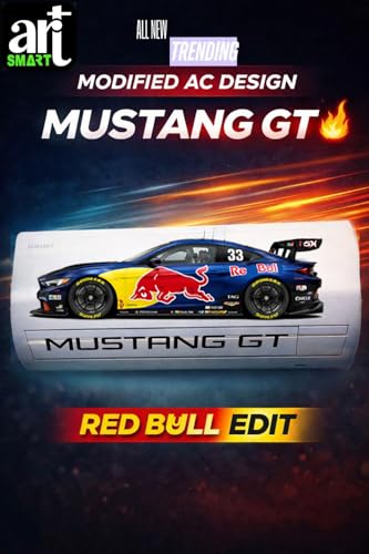 Image of Art Smart Mustang GT Racing Car Air Conditioner Sticker, High Quality Vinyl, HD Gloss Finish, 24 Inches, for Indoor (Black) (DIPBLUE)