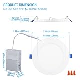 TORCHSTAR 12-Pack 6 Inch Slim Recessed Lighting with Junction Box, 12W 100W Eqv. 850lm Dimmable Wafer Light, ETL & Energy Star Certified, 4000K Cool White