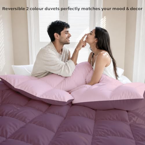 Image of AYKA Reversible Comforter 220 GSM Microfiber Reversible AC Comforter /Blanket for Winter /Quilt /Dohar /Duvets for King Size Blanket /Comforter Double Bed (Cameo & Plum, 90 * 100 inch)