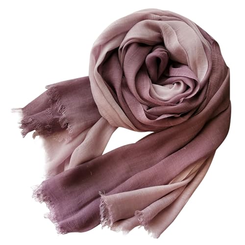 Womens Linen Scarf Crinkle Vintage Soft Lightweight Long Scarf Shawl Wrap Gradient Color Scarfs