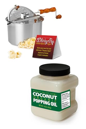 Wabash Valley Farms Gourmet Popcorn Popper, Aluminum Popcorn Pot With Nylon Gears and Organic Coconut Oil for Popcorn - Wabash Valley Farms Organic Coconut Popcorn Oil, Refined Coconut Oil