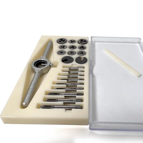 FUZIDDN 31pcs Micro Metric Tap and Die Set M1-M2.5, Replacement for QingYJ U7V-9PB-MX3394, Thread Repair Kit for Small Electronics/Watches/Models (OEM: FZ-TD331S)
