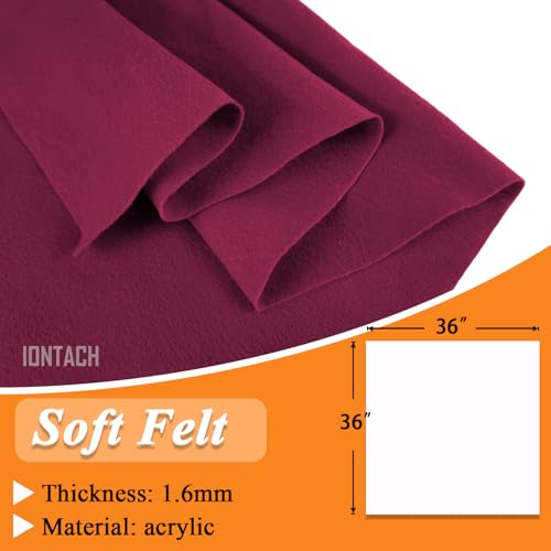 Image of IONTACH 36 inch X 36 inch Burgundy Soft Felt Fabric 1.6mm Thick
