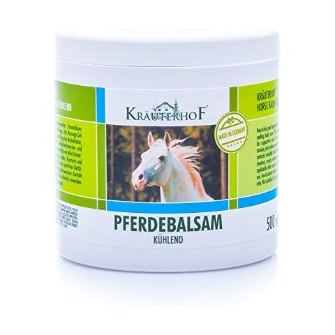 Kräuterhof® Pferdebalsam kühlend (500ml) - kühlendes Massagegel für müde Muskeln & Gelenke mit angenehm kühlender Wirkung, zur Pflege bei Muskelkater, Rückenverspannungen & Gelenkbeschwerden Cover