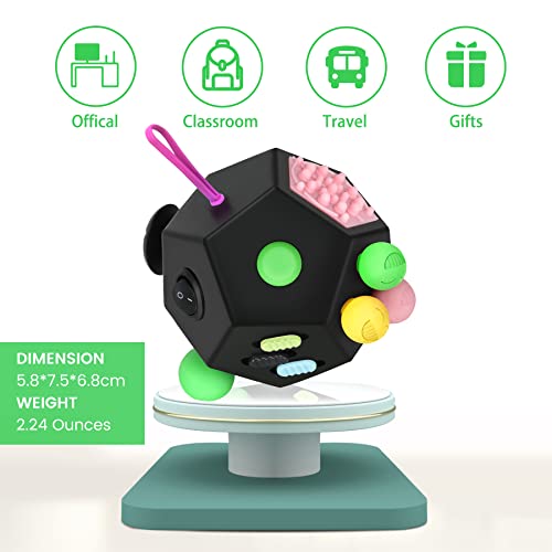 Vcostore Dodecagon Fidget Cube - 12 Sided Fidget Toy Depression Anti, Stress And Anxiety Relax Great Fidget Cube For Adults Kids With Ocd,Add, Adhd, Autism(Black) #TOP4
