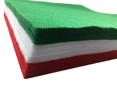 Levylisa 30Pcs (12''X12'') Felt Sheets, Christmas Felt Colors, Pure Felt, Emerald Green,Red, White Felt Assortment, Christmas Ornaments, Stockings And Wreaths, Holiday Crafts,Felt Fat Quarters #TOP2