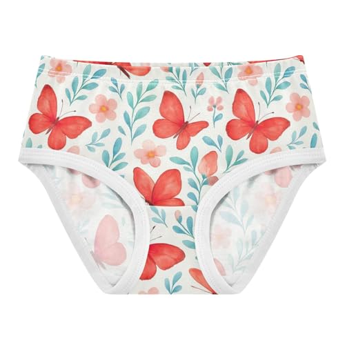 Joisal Fancy Girls Underwear Toddler 2t Cotton Girl Panties Cute Watercolor Red Butterflies Floral Kids Undies Briefs