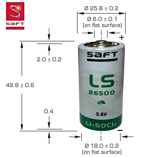 Saft Ls26500Ba C Battery 3.6V 7700Mah Lithium For Smart Utility Metering, Emergency Backup, Data Collection, Unattended Sensors, Rfid Tracking, Asset Tracking Saft Mfg Pn 700068 #TOP1