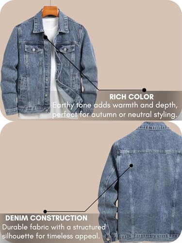 Image of GRECIILOOKS Men'S Denim Jacket | Classic Regular Fit Jeans Jacket For Men | Stylish Branded Jackets For Men - Timeless Casual Wear