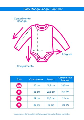 Body Bebê Canelado Liso Manga Longa (RN/P/M/G) - Top Chot