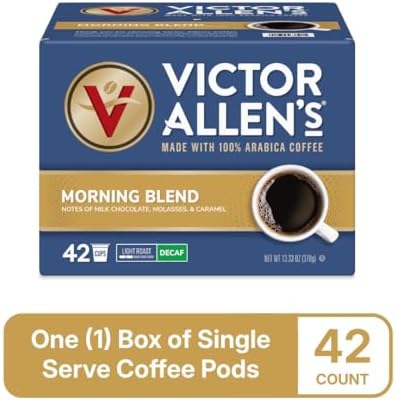 Victor Allen's Coffee Decaf Morning Blend, Light Roast, 42 Count, Single Serve Coffee Pods for Keurig K-Cup Brewers