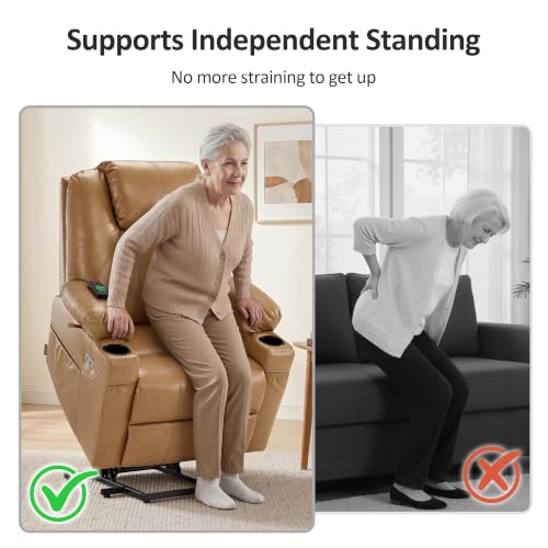 Image of MCombo Small Power Lift Recliner Chair for Elderly, Heat and Massage 7141