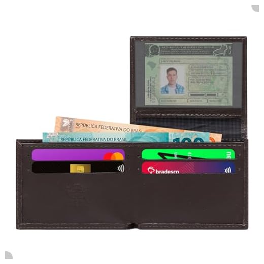 Carteira Masculina Em Couro Legítimo Porta Cartão Slin Moderna (MARROM)