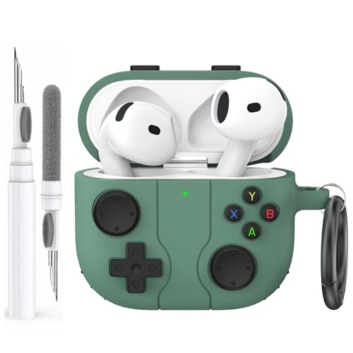 AhaStyle Hülle für AirPods 4 (2024) Mit Reinigungsstift Retro Handheld Game Console Design für AirPods 4. Generation Case Weiches Silikon Schutzhülle Skin für Apple AirPods 4 2024 Ladecase
