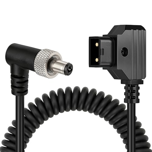 Image of D-Tap to Locking Collar Elbow DC 5.5X2.5 Coiled Power Cable for Decimator MD-HX DMON-Quad