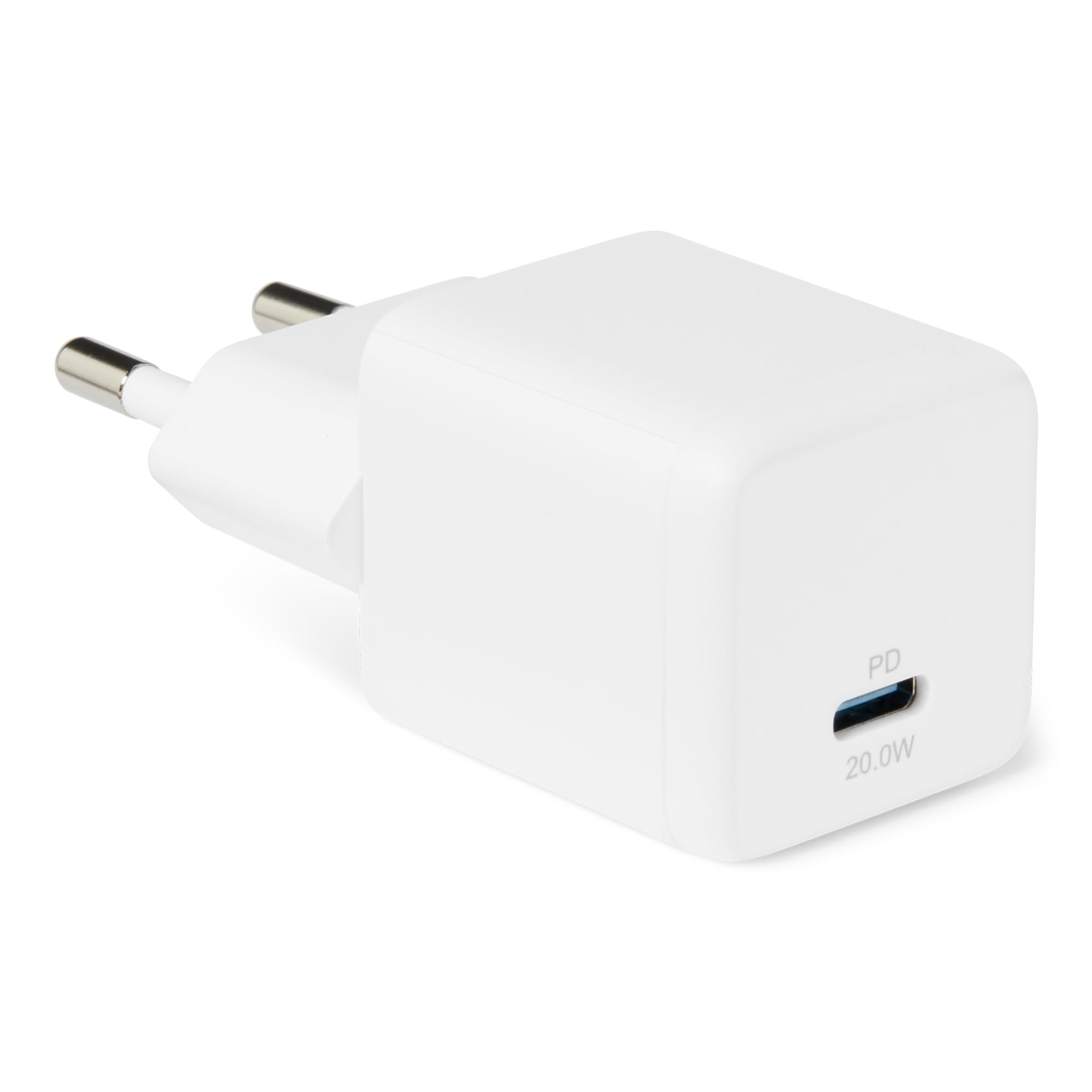 Amazon Basics Caricabatterie da Parete Nano GaN USB-C con Ricarica Rapida, 20W a 1 Porta PD 3.1 per Tablet e Smartphone, Bianco