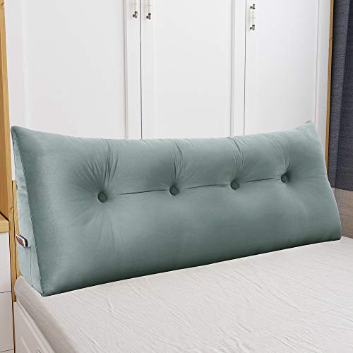 Johnear Coussin de Lecture pour lit ou canapé Velours, Traversin Gros Coussin Dossier Repos，Oreiller Triangulaire Coussin Coin, tête de lit，Coussin Lombaire, cale Dos Plage, Gris 140 x 20 x 50 cm