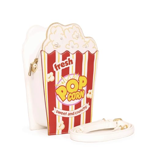 Popcorn Purse Novelty Food Shaped Crossbody Shoulder Bag Cute Pearl Stylish Vegan Leather Handbag Zipper Gifts