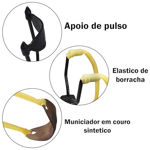 Atiradeira Estilingue Profissional Com Apoio De Braço Pulso Caça Camping Pesca (Preto)