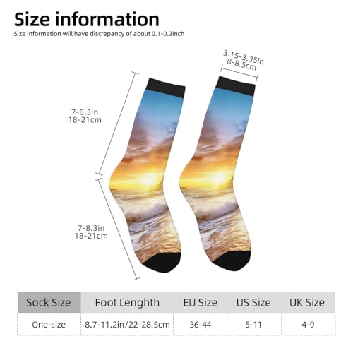Crew Athletic Socks Moisture-Wicking Running Sock Beach Sunset Landscape Casual Calf Socks for Men Women4