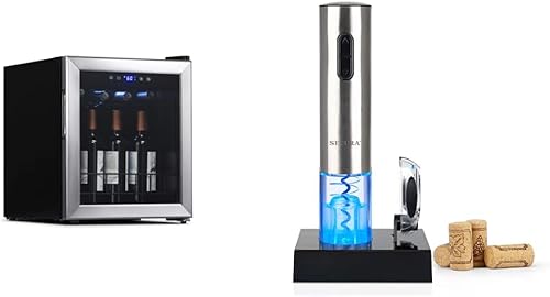 NewAir Enfriador de vino compacto y abridor de vino eléctrico Secura, abridor de sacacorchos eléctrico automático de botellas de vino con cortador