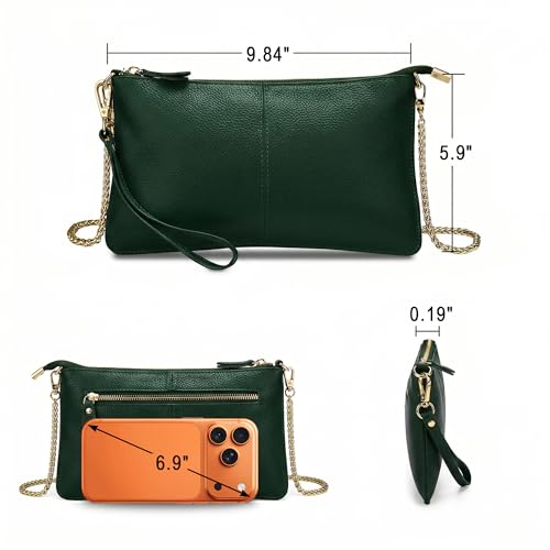 Image of YALUXE Genuine Leather Wristlet Handbags Purses Cell Phone Pocket Clutch Wallet Crossbody Bags for Women