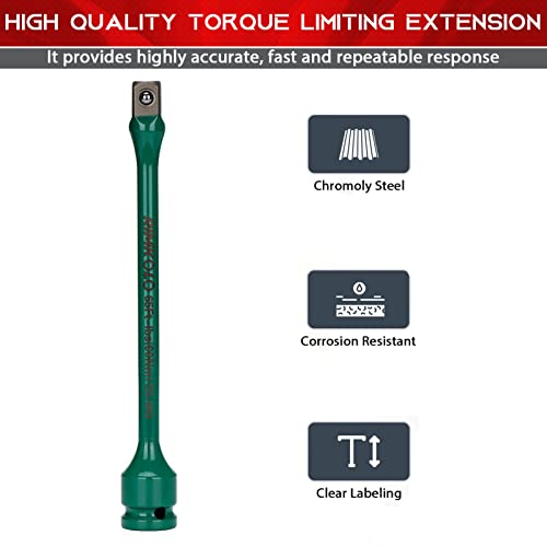 Image of 1 /2 inch Drive Torque Limiting Extension Bar, 8 Inch Color-Coded CR-MO Torque Sticks 65ft-lbs for Locking Lug Nuts