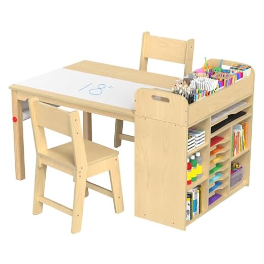GDLF Kids Art Table and Chairs Set Craft Table with Large Storage Desk and Portable Art Supply Organizer for Children Ages 8-12, 47" L x 30" W