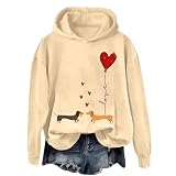 Sudaderas casuales con capucha para mujer, de manga larga, sin botones, para San Valentín, divertidas camisetas de San Valentín, camisetas casuales de manga larga, sudadera mediana, caqui, 4XL