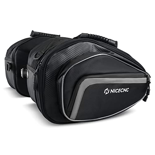 Nicecnc Motorcycle Saddlebags, 50L Side Travel Luggage Saddle Bags Motorcycles Soft Panniers Bags Throw Over Bags Compatible With Harley Honda Suzuki Yamaha Adventure Street Glide Dual Sport Gray #TOP8