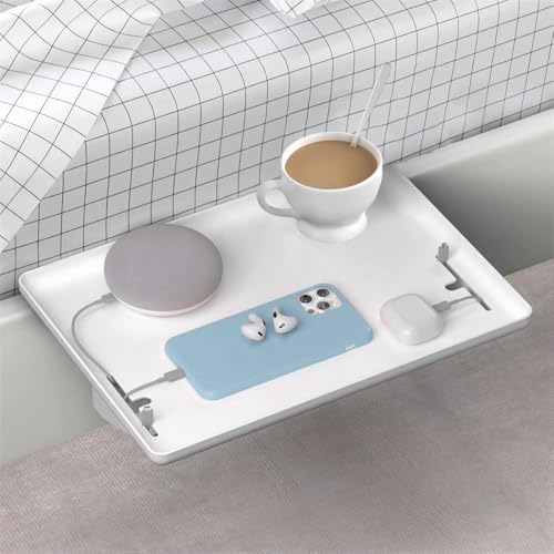 Accmuzzy Mensola Comodino da Appendere, Tavolino da Letto per Letto a Castello, Dormitorio, Loft, Bagno, Mensola Comodino e Vassoio da Letto, Bianco