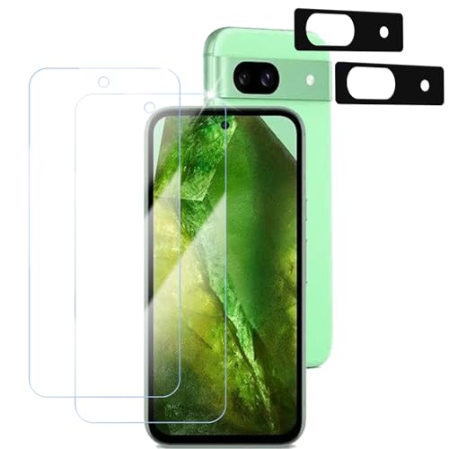 HUAKE Google Pixel 8a �K���X�t�B�����y(2��)�K���X�t�B���� �{(2��)�J�����t�B�����z�ڂ̔��y�� �u���[���C�g�J�b�g�O�[�O�� Pixel 8a �p �K���X�t�B���� �J�����t�B���� �J�o�[ �ی�t�B����