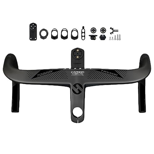 360/380/400/420/440 Mm Manillares Carbono Carretera 28.6mm Integrado Manillar Bicicleta Carretera Enrutamiento Interno Manillar Bici Potencia 70/80/90/100/110/120mm ( Color : Black , Size : 420mm*100m
