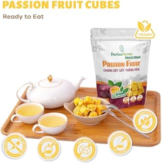 DARLAC FARMS Freeze Dried Passion Fruit Cubes, 2 Oz – No Sugar Added, Crunchy Tropical Fruit Snacks, 100% Real Fruit, Perfect for Tea, Smoothies, Baking & Yogurt, Pack 1