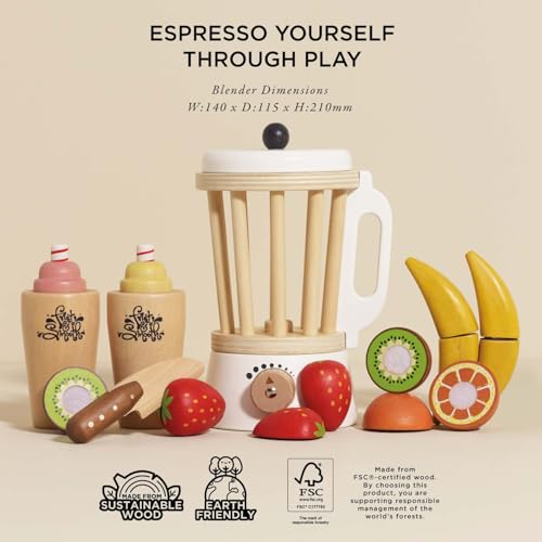 Le Toy Van – Honeybake Küchen-Rollenspiel Mixer & Obstset aus Holz | Rollenspiel für Kinder Küchenzubehör, Mixer-Set, TV296