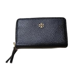 Tory Burch 146382 Blake With Gold Hardware Pebbled Leather Women’s Zip Card Case (Black)