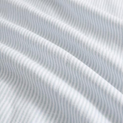 Image of Martha Stewart - King Sheet Set with Fitted Sheet & Pillowcases, Soft Cotton Flannel Bedding, Deep Pocket, Ticking Stripe Blue