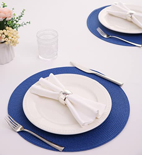 Baofin Round Placemats Set Of 6, Round Woven Placemat For Indoor And Outdoor, Washable Placemat 15 Inch (Nautical Blue) #TOP7