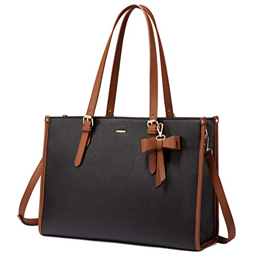 Lovevook Laptop Bag For Women, Fashion Computer Tote Bag Large Capacity Work Handbag 15.6 Inch, Messenger Bag Purse With Bow, Briefcase Bag For Business Office #TOP10