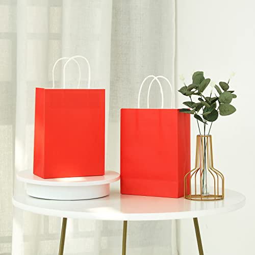 Suncolor 24 Pack Red Small Party Favor Bags Goodie Bags For Birthday Party/Valentines Day Gift Bags With Handle (Red) #TOP3