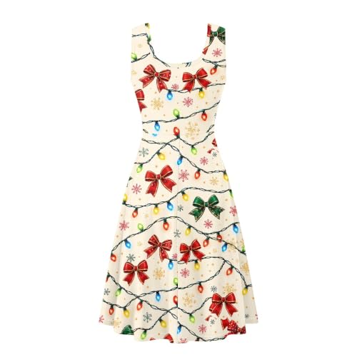 Image of TOADDITDO Women's Sleeveless O Neck Beach A-Line Party Coctail Tank Dresses Flared Sundress