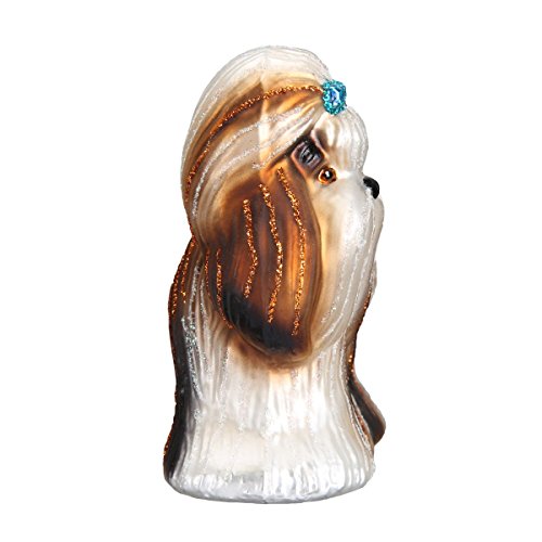 Old World Christmas 12172 Ornaments: Dog Collection Glass Blown Ornaments for Christmas Tree, Shih Tzu, Brown, 3" Height X 2.75" Length X 1.5" Width