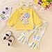 CETEPY Baby Girl Clothes 12 18 Months Fall Winter Fashion Outfits 3pcs Long Sleeve Cute Bear Cartoon Sweatshirt Print Flare Pants Bow Headband Set Yellow 12-18 Months